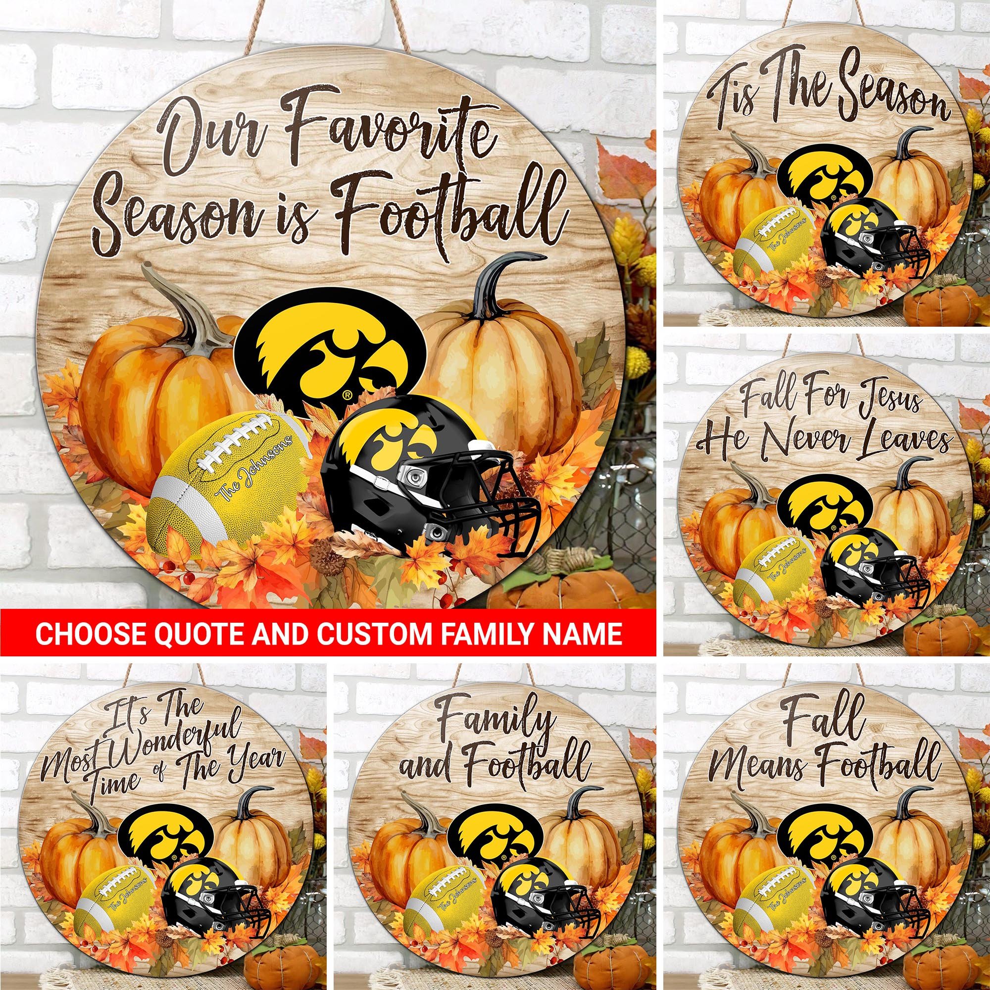 Iowa Hawkeyes Shape Wooden Sign Custom Your Family Name And Choose Your Quotes, Sport Gifts, Home Decorations ETRG-51656